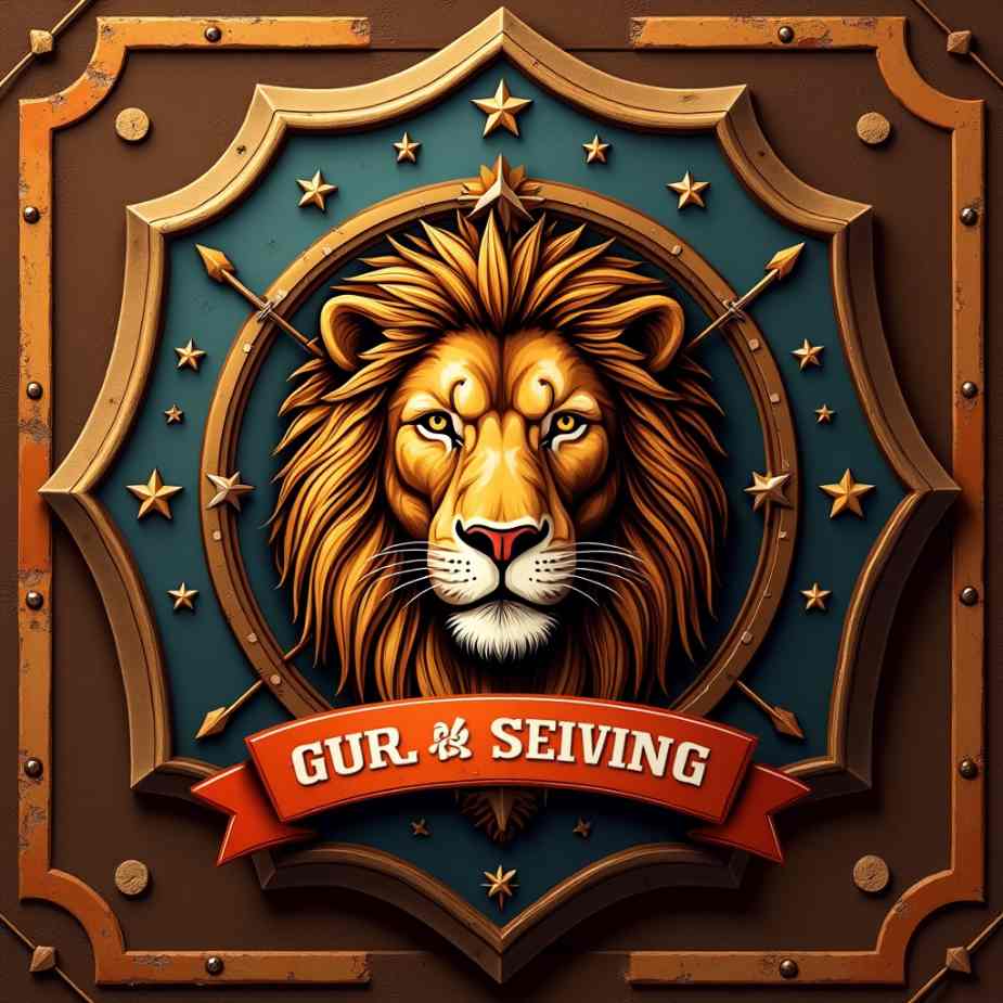Cool Western lion shield pattern vector design